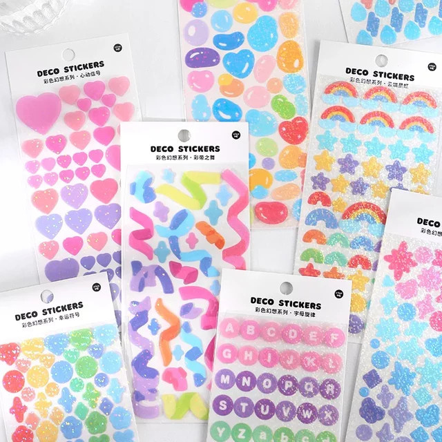 Dekorative PVC-Laser-Aufkleber in Regenbogen-Optik für Scrapbooking und Tagebuch, Multicolour - Bild 1