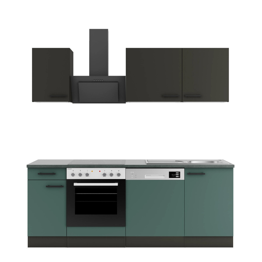 Optifit Küchenzeile KPMV 2179-9+ Madrid420/Verona405 in Anthrazit und Steingrün, Breite: 210 cm - Bild 2