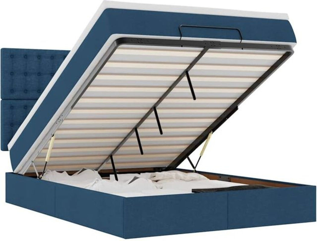 vidaxl Polsterbett Ottoman mit Matratze und LED-Beleuchtung in Blau, B/T/H: 140 x 190 x 128 cm - Bild 1