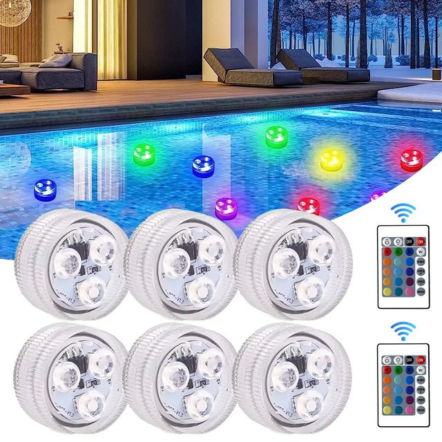 KDULIT LED Unterwasserleuchten mit Farbwechsel und Fernbedienung, RGB Schwimmbad-Nachtlicht für Pool und Garten, Multicolor, Transparent - Bild 1