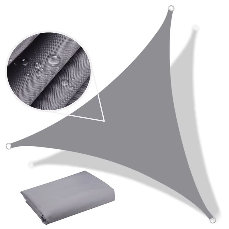 Aunct Sonnensegel Dreieck aus Polyester in Beige für Garten Terrasse und Pool, B/T/H: 5 x 5 x 2 m und 2 x 2 x 2 m - Bild 3