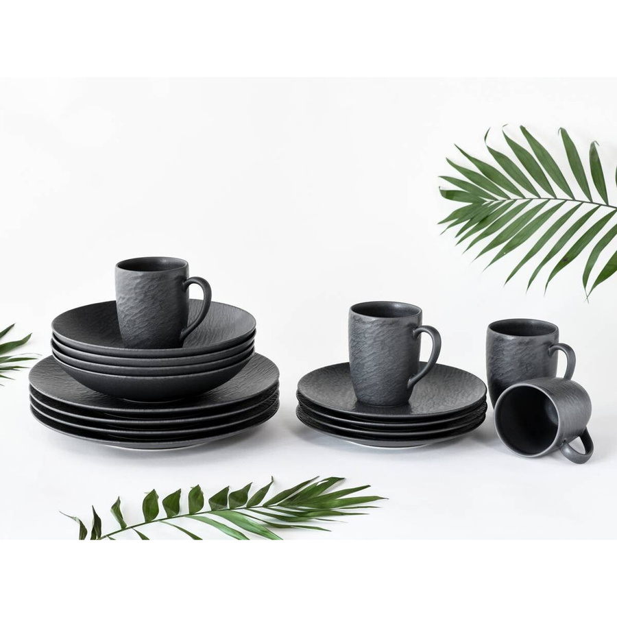 CreaTable Kombiservice Schiefer Schwarz aus Steinzeug, 16-teilig - Bild 5