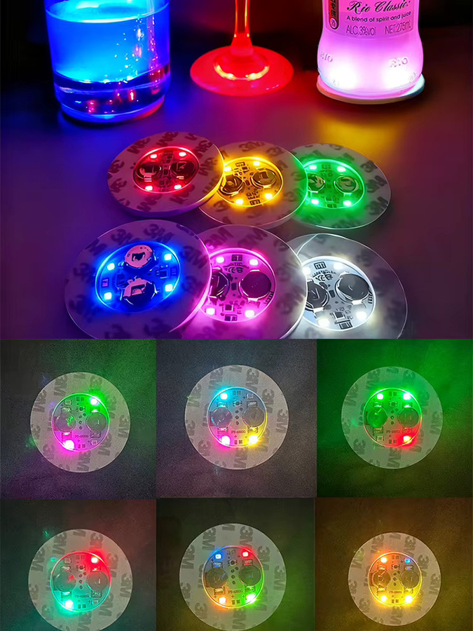YEAHUIWIN LED Untersetzer RGB Licht für Weinflaschen in Blau, 10 Stück - Bild 5