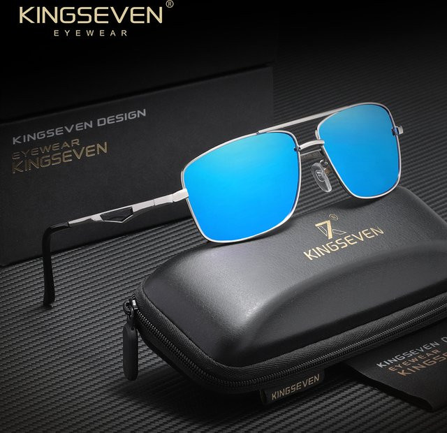 KINGSEVEN Sonnenbrille, rechteckiger Rahmen, Vollrand, Metall, Unisex - Bild 1
