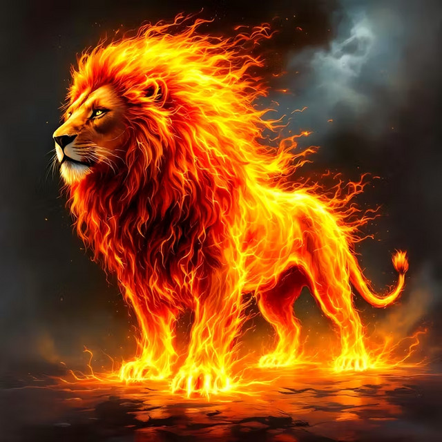 KAYOU Flame Lion 5D-Diamantgemälde-Set Wanddekoration B/B/H: 20 x 20 x 20 cm - Bild 1