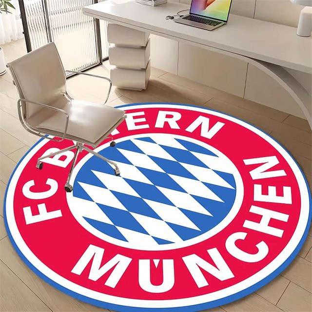 Runder Teppich FC Bayern München Blaues Diamantmuster aus Polyester Durchmesser: 150 cm - Bild 1