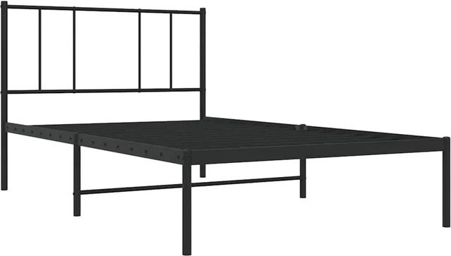 vidaXL Bettgestell aus Metall mit Kopfteil in Schwarz, klassisch pulverbeschichtet, B/T/H: 90 x 190 cm - Bild 1