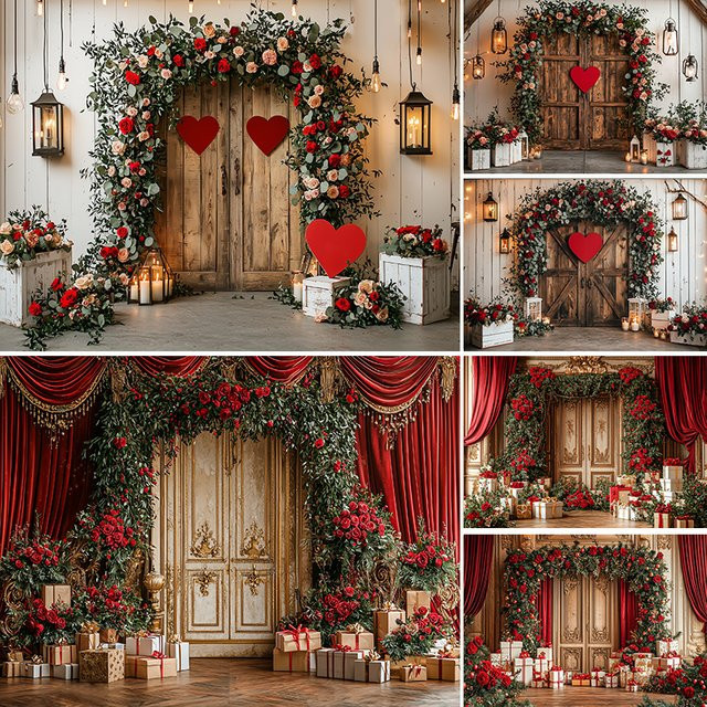 LS Fotohintergrund Vintage Rote Rose Wanddekoration für Valentins-Porträts - Bild 1