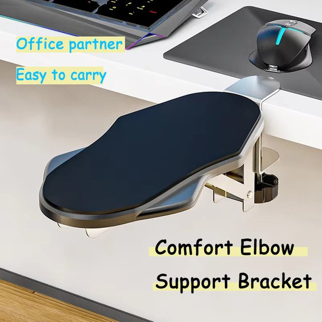 BEISHI Ergonomische Computer Armlehne für den Schreibtisch, Einstellbare Handgelenk-Unterstützung und Tastatur-Armlehnen-Extender mit rotierendem Mauspad-Halter, Schwarz - Bild 1