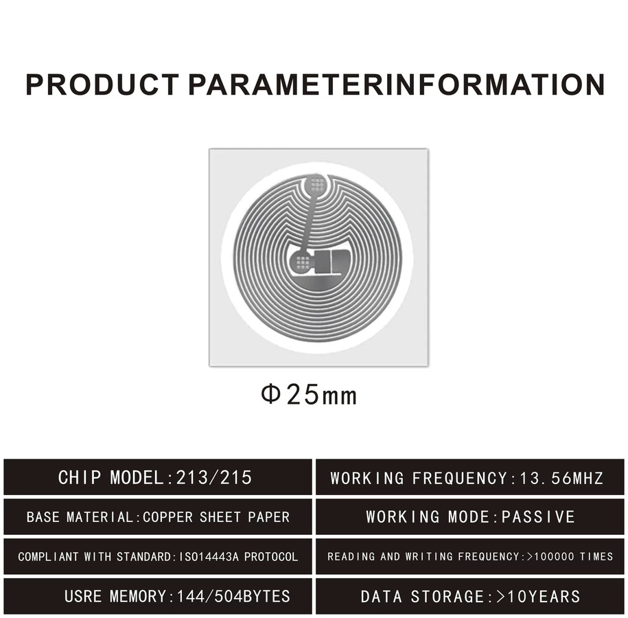 NTAG215 NFC Tags RFID Aufkleber 13,56 MHz ISO14443A Klebe-Etiketten für dein Smartphone von SZGHR - Bild 2