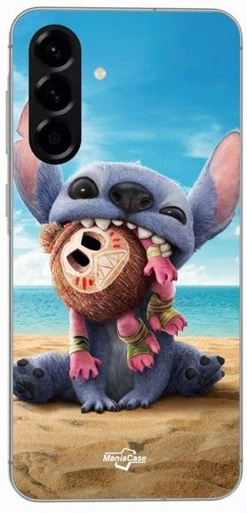 Maniacase Silikon Schutzhülle für Samsung Galaxy A56 mit Stitch und Moana Kakamora Design in Multicolour - Bild 1