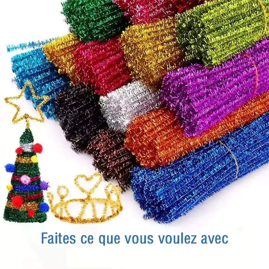 100 Stück Glitzer-Chenille-Stiele in Silber und Multicolour, 30 cm DIY-Bastelbedarf für Weihnachten und Bastelarbeiten - Bild 3