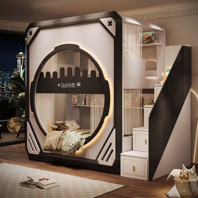 ZHIO Kinderbett in Weiß mit modernem Design aus Bambus und Holzwerkstoff - Bild 1
