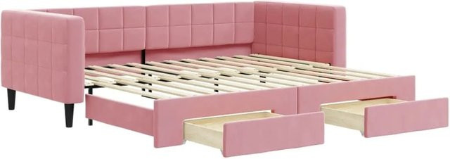 vidaXL Tagesbett ausziehbar mit Schubladen in Rosa, Samt, B/T/H: 90 x 200 x 68 cm - Bild 1