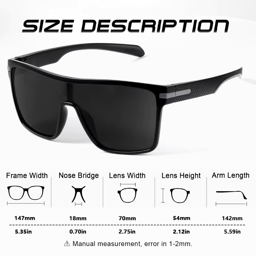 CRIXALIS Sonnenbrille, quadratisch, Vollrand, Schwarz, Herren, polarisiert - Bild 2