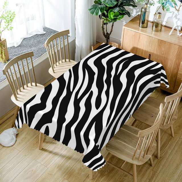 Wasserdichte Tischdecke von JMG Household Supplies mit Zebra- und Leopard-Muster in Schwarz, B/B: 138 x 180 cm - Bild 1
