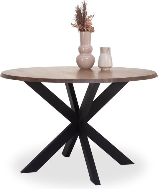 Esstisch HARPER KILRUSH in Eiche und Schwarz, moderner Esstisch aus Massivholz und Metall, B/T/H: 128 x 76 x 76 cm - Bild 1