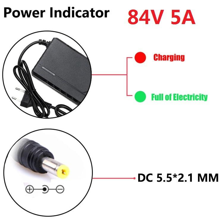 WAPUNO Intelligentes Schnellladegerät für 72V 20S Lithium-Ionen-Akkupacks, 5A, Schwarz, EU-Stecker mit Lüfter - Bild 4