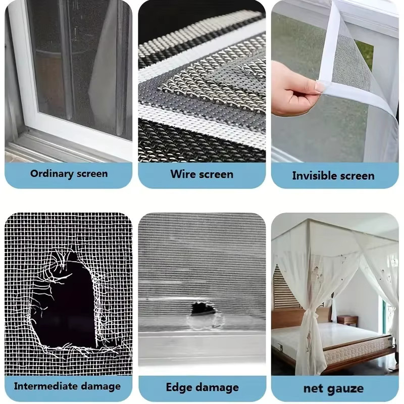 Quadratische Fenstergitter-Reparatur-Patches mit stark klebenden Netzbändern zur Befestigung von Türen und Fenstergittern - Bild 4