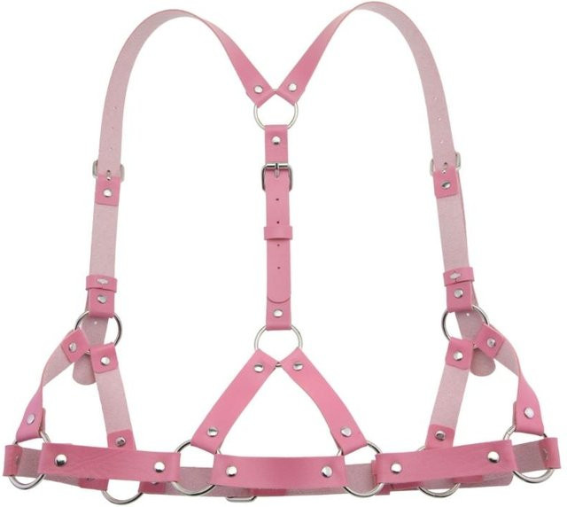 Körperketten-Harness-Gürtel PU-Leder, rosa, Unisex - Bild 1