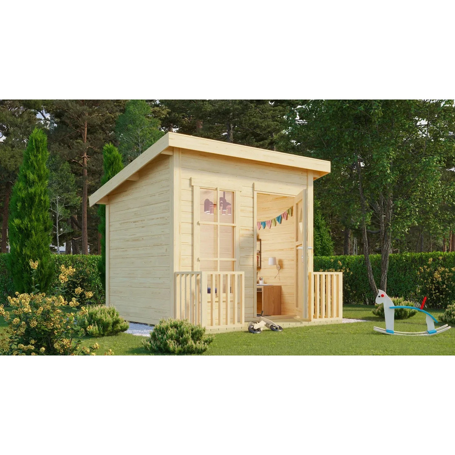 Lasita Maja Kinderspielhaus Flipp aus Massivholz in Braun-beige Natur, B/T/H: 230 x 188 x 191 cm - Bild 2