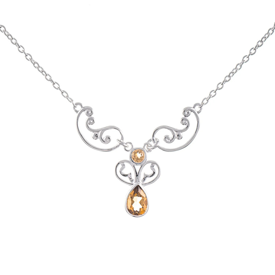 Collier 925 Silber, Zirkonia, cognac, Damen - Bild 1