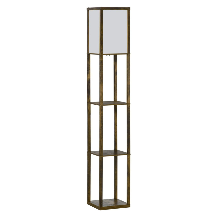 HOMCOM Stehlampe aus MDF in Rustikal-Braun und Weiß, B: 26 cm, T: 26 cm, H: 160 cm - Bild 2