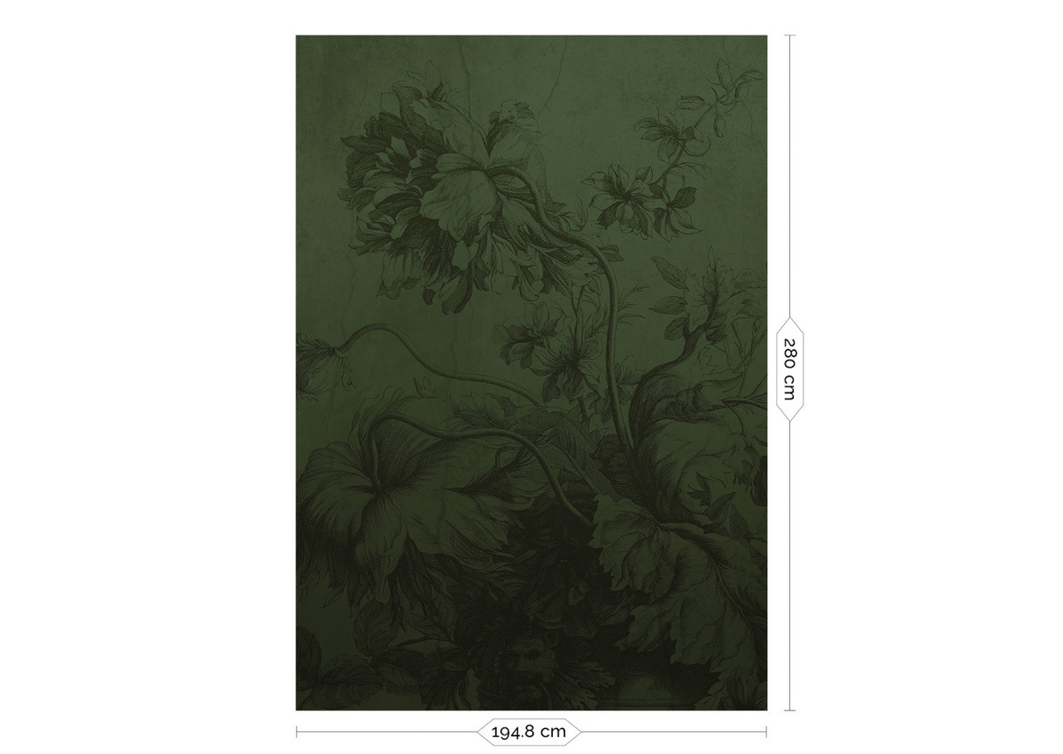 KEK Amsterdam Mural Gradient Flowers Uyterlinde Wandtattoo Floral in Grün und Gold, Breite: 195 cm - Bild 2