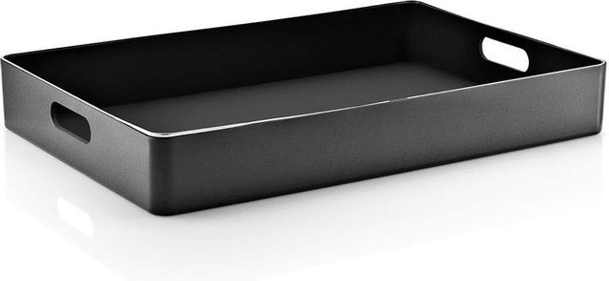 Eva Solo Tablett in Schwarz, minimalistisches Design aus Metall und Kunststoff, rechteckig mit Cutout-Elementen - Bild 1