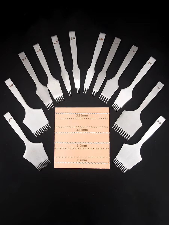 QJH Lederstanzwerkzeug Meißel aus Stahl in Silber mit den Größen 2,7 mm, 3,0 mm, 3,38 mm und 3,85 mm - Bild 6