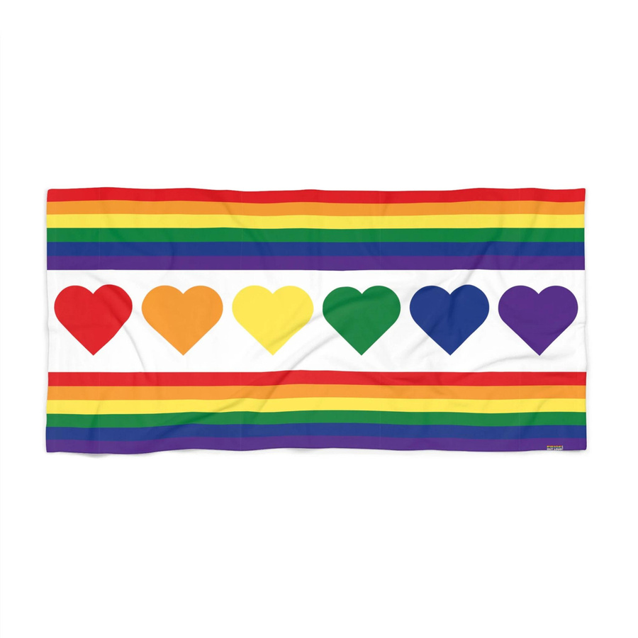Pride Strandtuch mit Herzen und Regenbogen in Multicolor, weiches Sommerhandtuch für Strand und Pool, Breite: 30 cm, Höhe: 60 cm - Bild 3