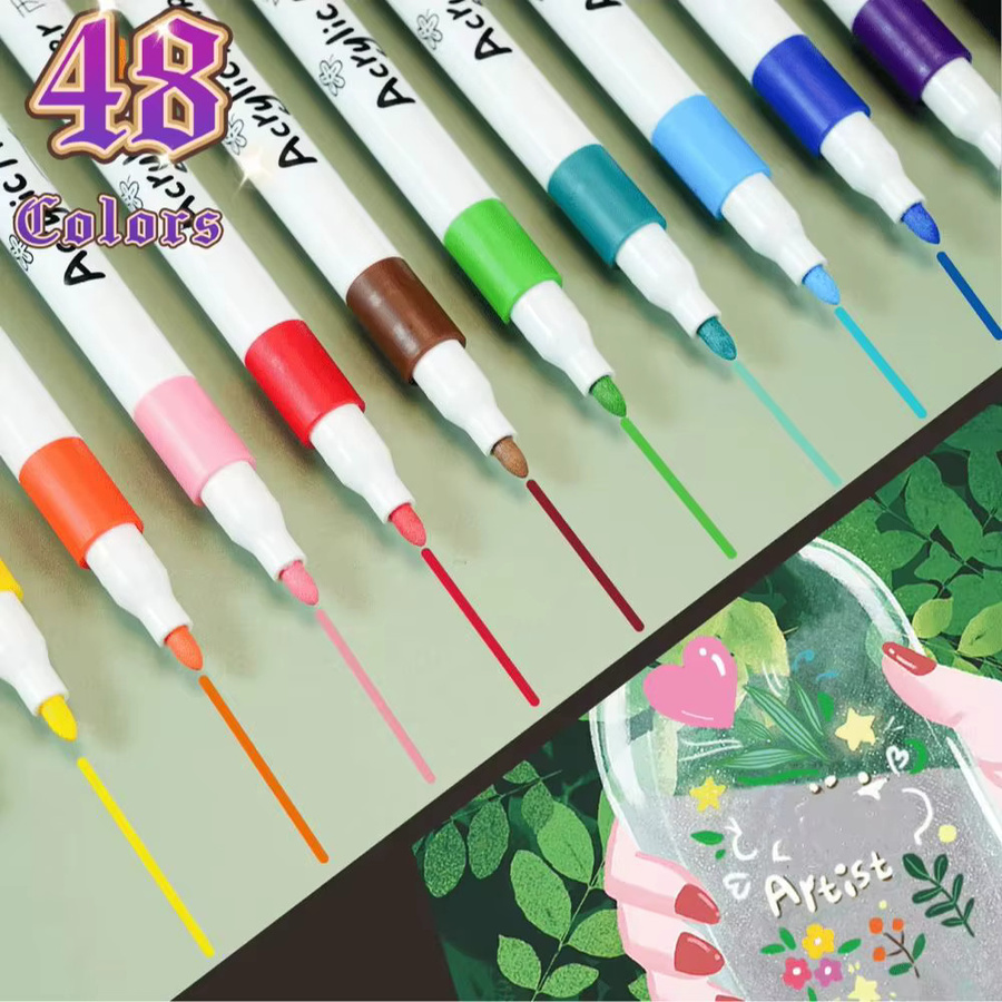 CEESO Acrylmarker Set mit 12 oder 48 Farben in Multicolour für Dekorationen mit Bullet-Spitze - Bild 2