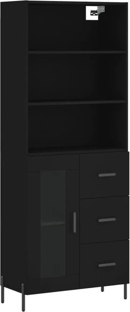 vidaXL Highboard Schwarz mit Glastüren aus Holzwerkstoff, Eisen und Glas, B/T/H: 69,5 x 34 x 180 cm - Bild 1