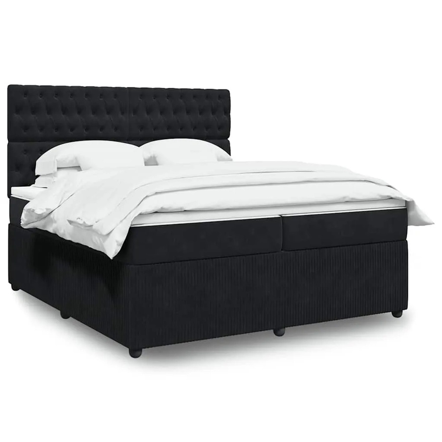 vidaXL Boxspringbett mit Matratze in Schwarz aus Samt mit USB-Ladeport und Unterbettbeleuchtung B/T: 200 x 200 cm - Bild 2