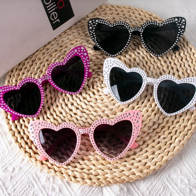 cyuan Sonnenbrille, herzförmig, Vollrand, Kunststoff, Strass - Bild 1