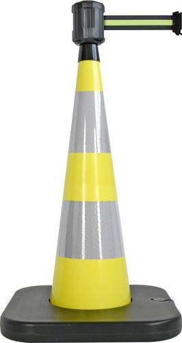 VISO RCX102BYB G/S Leitkegel in Gelb, selbstständig stehend, Gurt- und Kettenlänge 2m, Durchmesser: 9 cm, Höhe: 100 cm - Bild 1