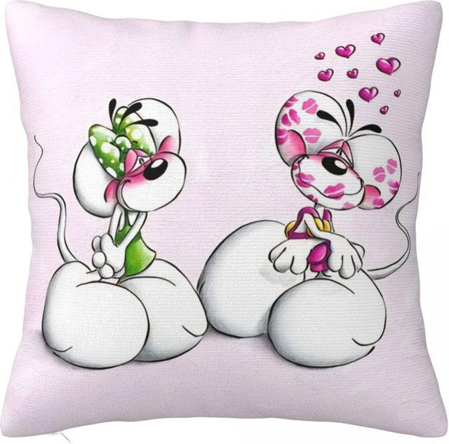 Diddl Cartoon Kissenbezug Lucky Starfish HOME in Pink, quadratisch, B/T/H: 45 x 45 x 1 cm - Bild 1