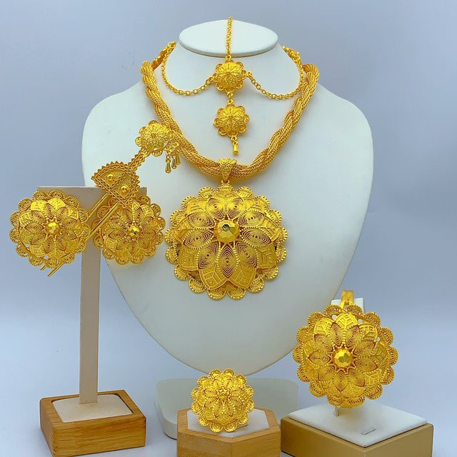 Schmuckset 24k vergoldet, 6-teilig, Damen - Bild 1