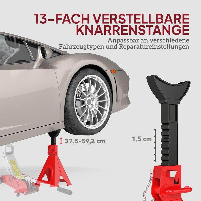 HOMCOM Unterstellbock aus Stahl in Rot und Schwarz, B/H/L: 23 x 37,5 x 26 cm - Bild 3