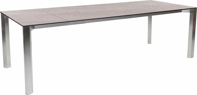 Stern Ausziehtisch Penta Silverstar Stone light mit Edelstahl Tischplatte in Silver/Grey, B/T: 200 bis 250 x 100 cm - Bild 1