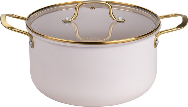 Fackelmann Pamela Reif Signature Kochtopf mit Deckel aus Keramik und Aluminium, Farbe: Beige/Gold/Weiß, Durchmesser: 24 cm - Bild 1