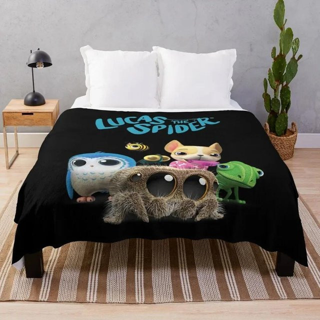 Lucas die Spinne Freunde Ultra Weiche Flauschige Decke aus Polyester in Schwarz und Weiß, Breite: 150 cm, Länge: 200 cm - Bild 1