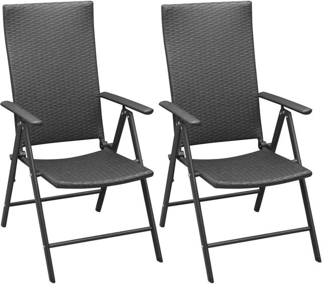 Furnicato 2er Set Stapelbare Gartenstühle aus PE-Rattan mit Aluminiumrahmen in Schwarz, B: 55 cm, T: 64 cm, H: 105 cm - Bild 1