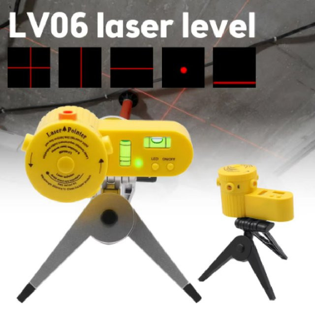 Multifunktionales 4-in-1 Laser-Nivelliergerät mit drehbarem Stativ und Wasserwaage in Silber-Gelb - Bild 1