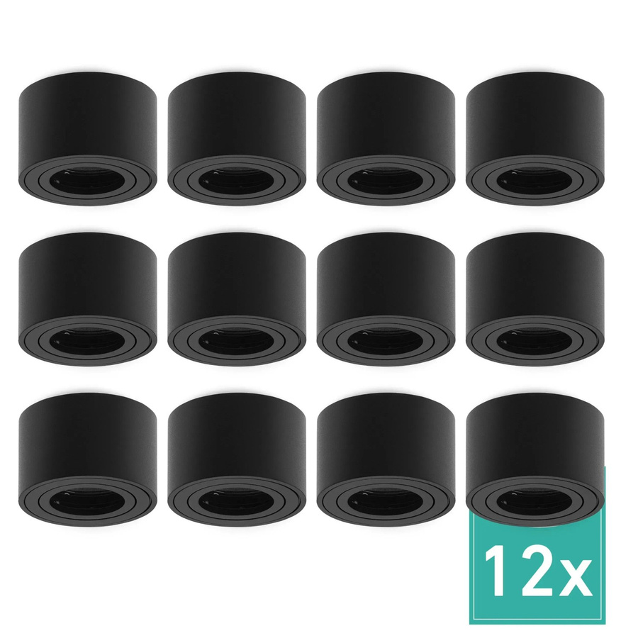 Oktaplex 12er Set Aufbauleuchten aus Aluminium in Schwarz für LED-Module, verstellbare Aufbaustrahler im minimalistischen Zylinder-Design - Bild 2
