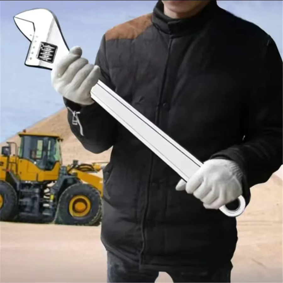 Verstellbarer Jumbo-Rollgabelschlüssel aus Chrom-Vanadium in Silber für Autoreparatur und Sanitärarbeiten - Bild 3