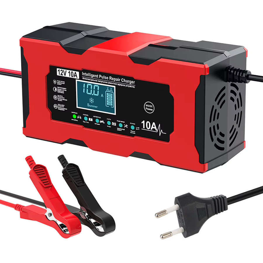 Digitales LCD Auto Batterie Ladegerät 12V 10A mit Puls Reparaturfunktion für Lithium und Eisen Batterien in Rot - Bild 7