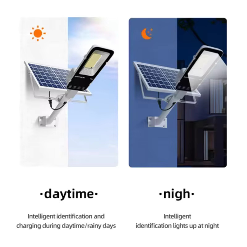 YQCHEZI Solar-Straßenleuchte mit 300W LED und 6000mAh Akku, IP65 wasserdicht, Schwarz, mit Dämmerungssensor für Garten und Außenbereich - Bild 3