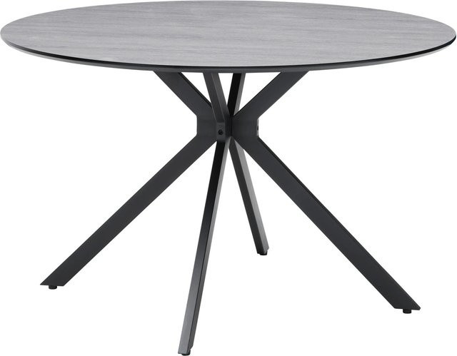 Mömax Esstisch Luca in Grau und Schwarz, moderner runder Esstisch aus MDF-Laminat und Metall, Durchmesser: 120 cm, Höhe: 75 cm - Bild 1