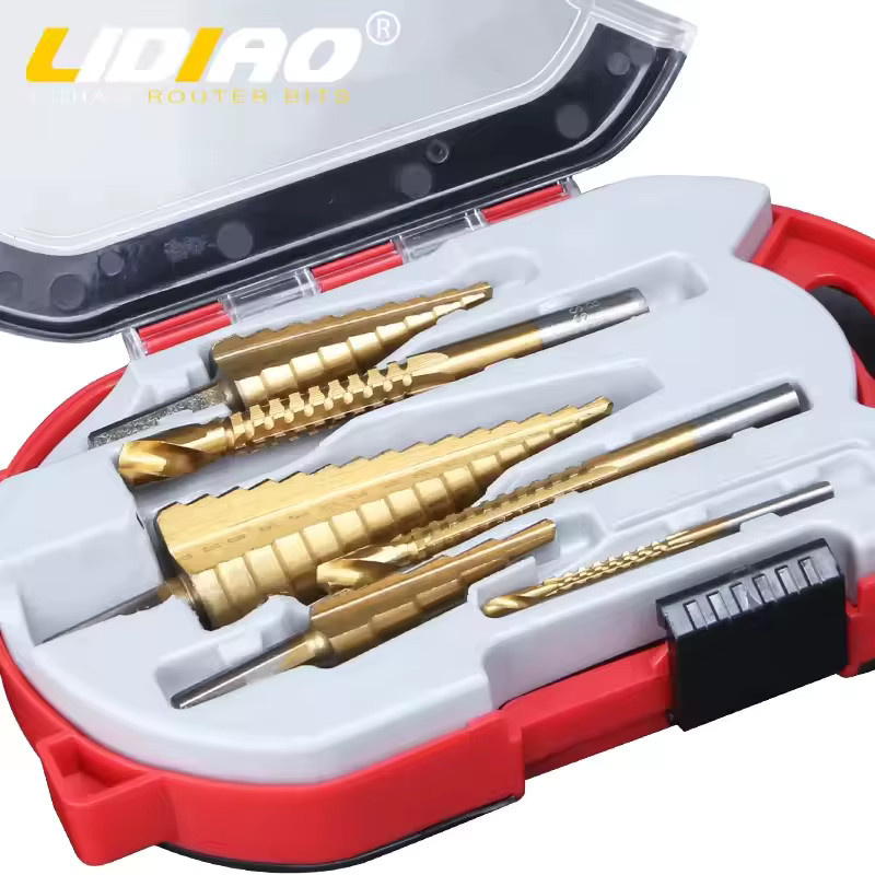 LIDIAO 6-teiliges Lochstanz- und Montageset mit gerilltem Stufenbohrer und dreieckigem Griff in Gold - Bild 3